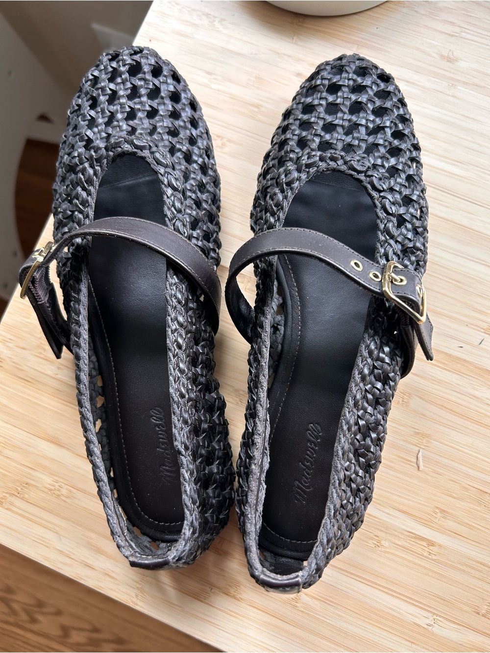 Women's Woven Mary Jane Flats with Buckle Strap